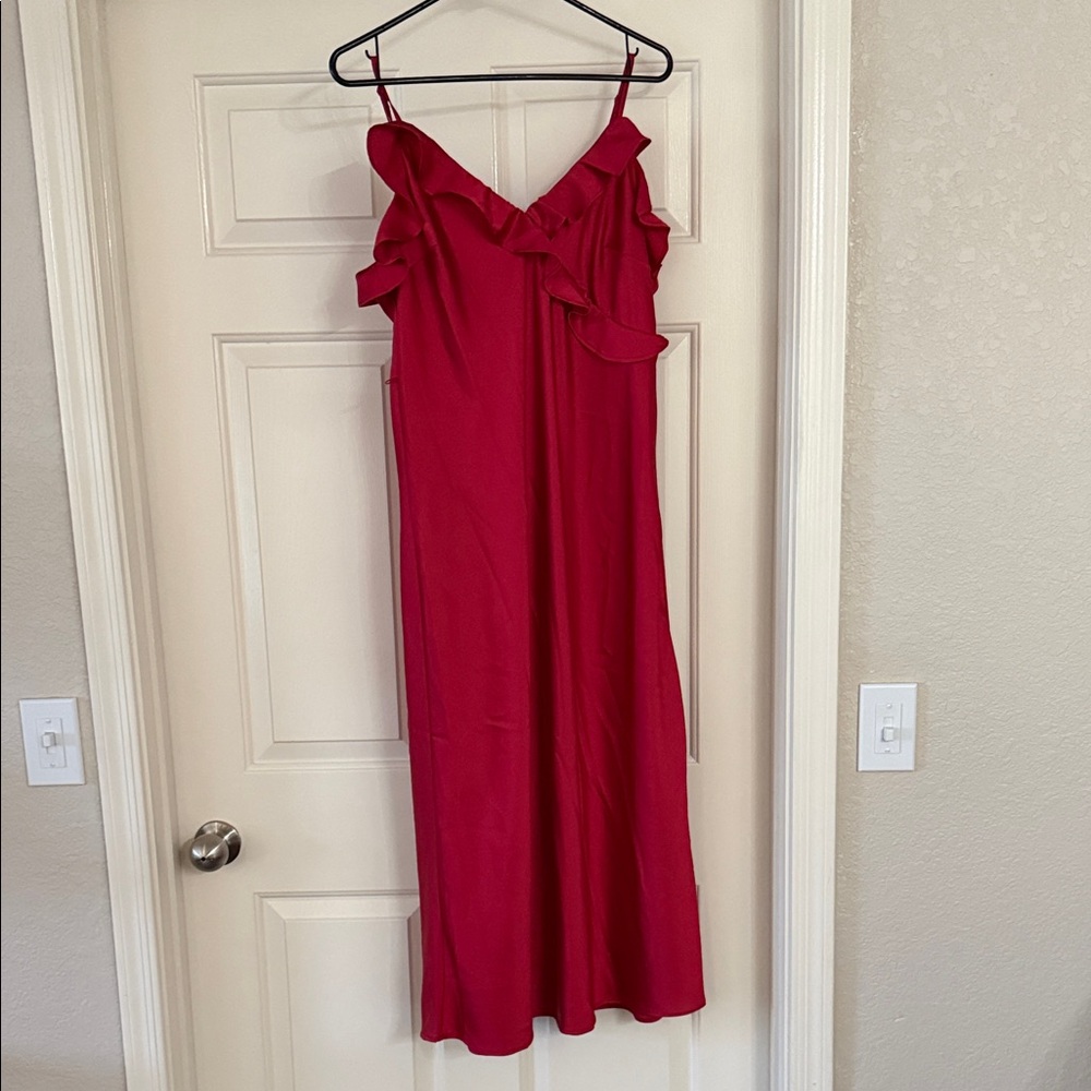 Target Red Midi Dress with Ruffle Detail